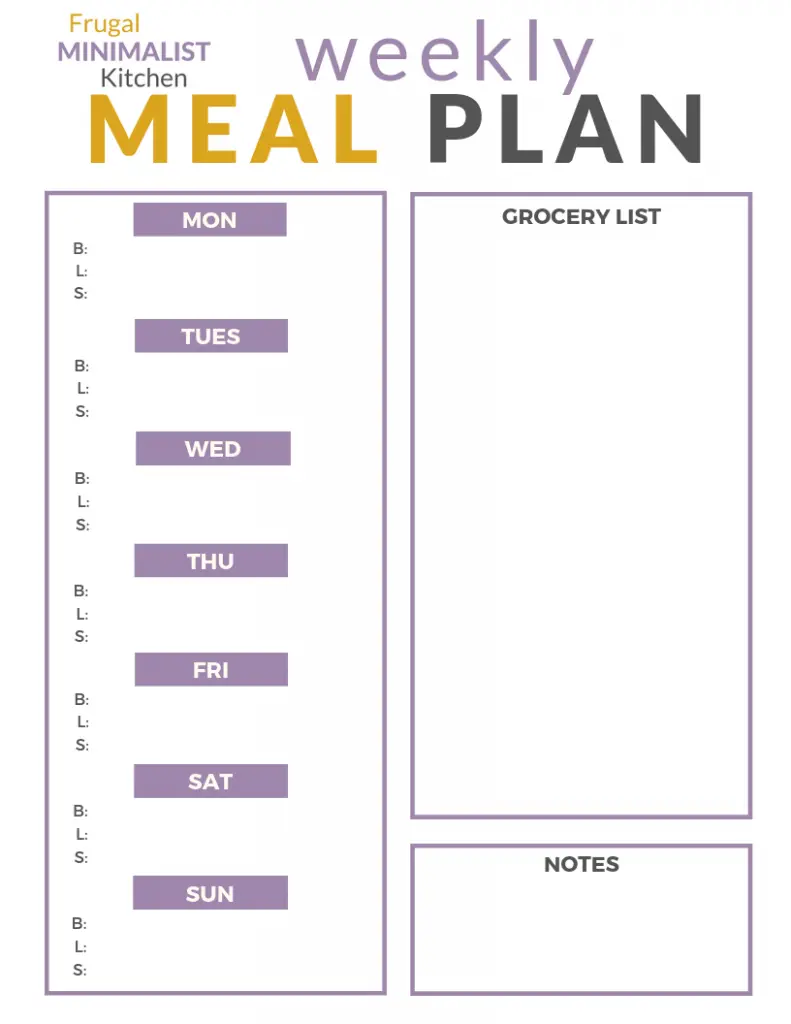 Meal plan template