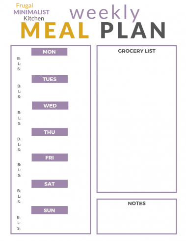 Meal plan template
