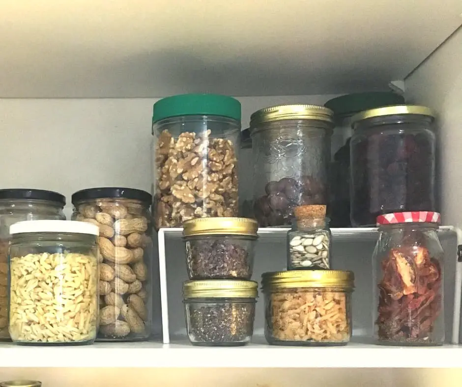 jars of nuts and dried goods