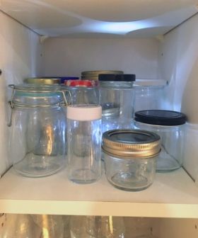 shelf with empty jars