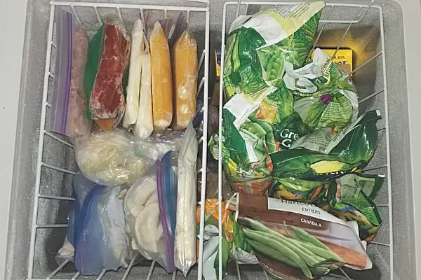 food in hanging freezer baskets