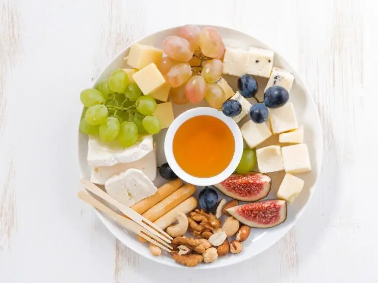 Cheese fruit plate is Simple Party food on a budget