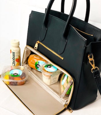 high end black vegan leather etsy lunch bag infinitobags