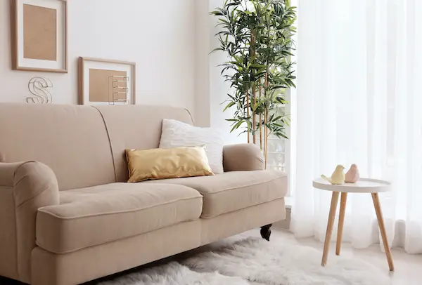 hygge minimalist living room blush gold