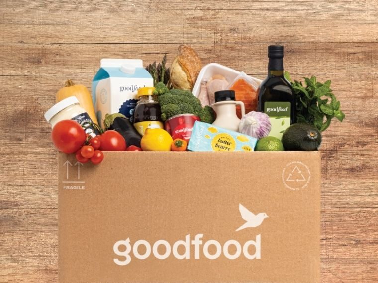 Goodfood review meal kit box on wooden background